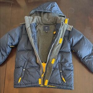 GAP Kids Blue and Yellow Puffer Coat
